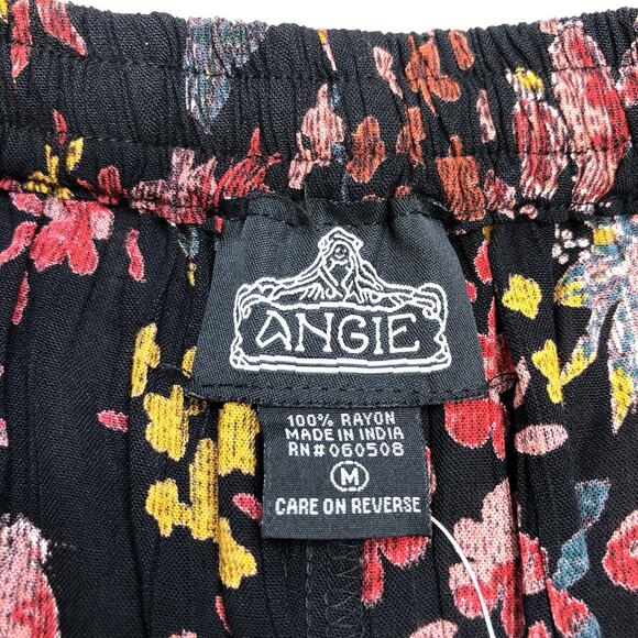Angie Women’s Black Floral Cactus Shorts Pull On Boho Beachy Y2K Size M - Picture 2 of 6